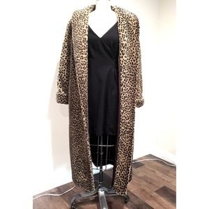 Vintage Retro Leopard Print Faux Fur Coat